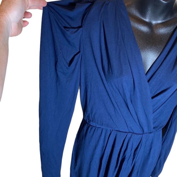 Ted baker London elvasi wrap front jersey dress blue puff sleeve drapey new 6us - Picture 4 of 9